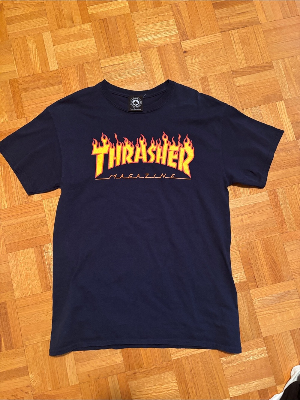 Thrasher Navy T‑Shirt with Flame Logo